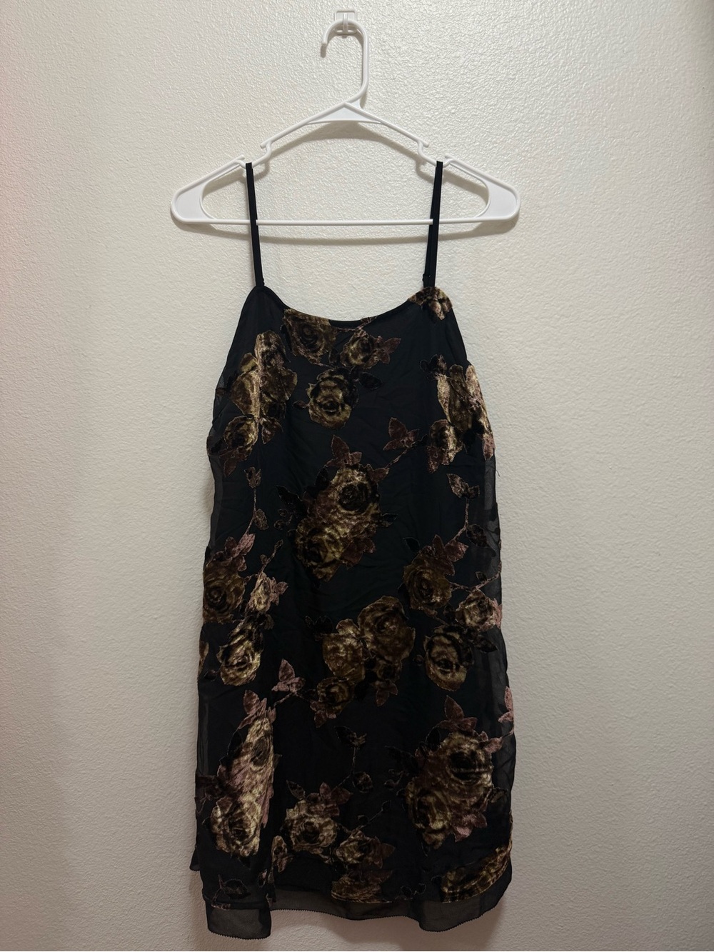 Gentle Fawn Collection Black Floral Velvet-Accent Vintage Mini Dress